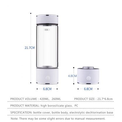SPE/PEM Technology Hydrogen Water Generator 420ml Cup Body Alkaline Water Ionizer Bottle Hydrogen Rich Water Maker 5