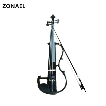 ZONAEL Full Size 4/4 Solid Wood Silent Electric Violin Fiddle Maple Body Ebony Fingerboard Pegs Chin Rest Tailpiece 2