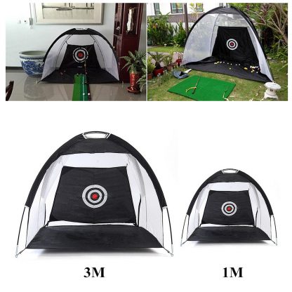 Golf Hitting Cage Practice Net Trainer Foldable 210D Encryption Oxford Cloth+Polyester Durable Sturdy Construction Black 1