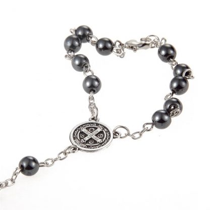 New Trendy Plastic Bead catholic rosary cross Pendant Bracelet For Women Jewelry Bangles Religious Gifts 2