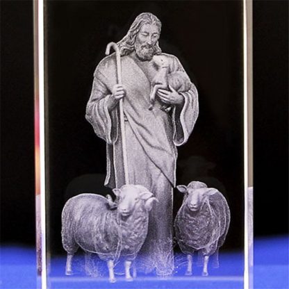 Jesus 3D Engraved Crystal Gifts Crystal Carving Table Crafts Cross Ornaments Jesus Shepherd Catholic Souvenirs of Jesus Series 3