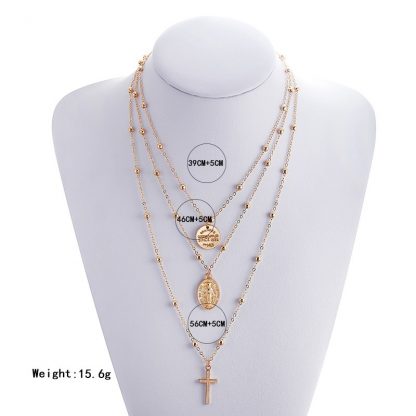 X86 Multilayer Cross Virgin Mary Pendant Beads Chain Christian Neckalce Goddess Catholic Choker Necklace Collier For Women 5