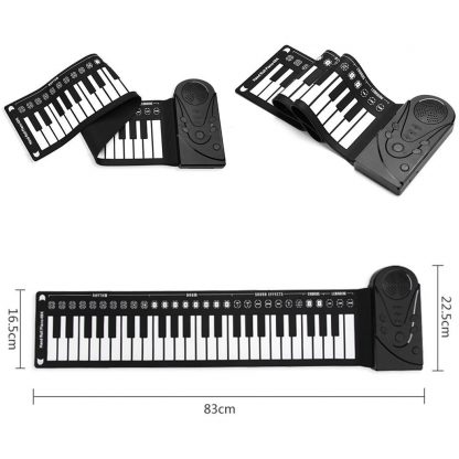 Unisex Flexible Keyboard Digital Educational Piano Kid's 75kg 49-Keys white 0 Roll-Up Black Music 2