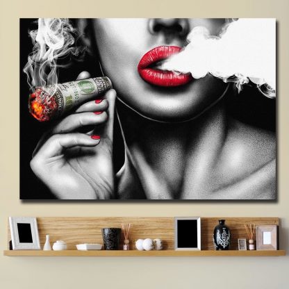 Creative Art Modern Abstract Canvas Painting Burning Money Smoking Clouds Art Prints for Study Room, Office And Home Decoration 4