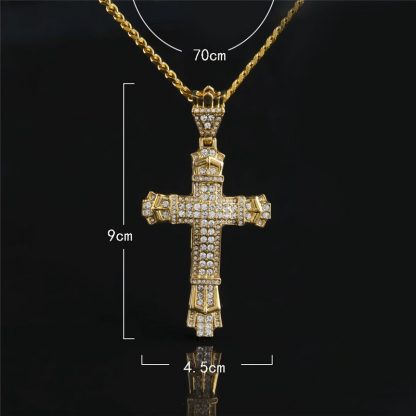 Gold Cross Necklace Pendant Diamond-encrusted Retro Cross Pendant Crucifix Cross Jesus Piece Necklace&Pendants Men/Woman Jewelry 1