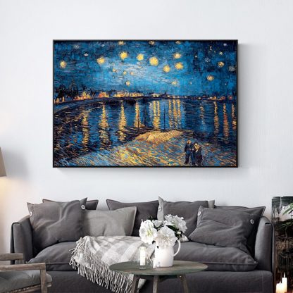 Van Gogh Starry Night Canvas Paintings Replica On The Wall Impressionist Starry Night Canvas Pictures For Living Room Cuadros 3
