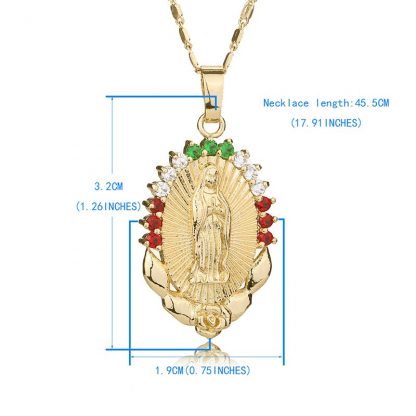 OUMEILY Oval Angle Virgin Mary Maria Statement Necklace Catholic Religious Jewelry Gold Color Men Women Engagement Party Jewelry 5