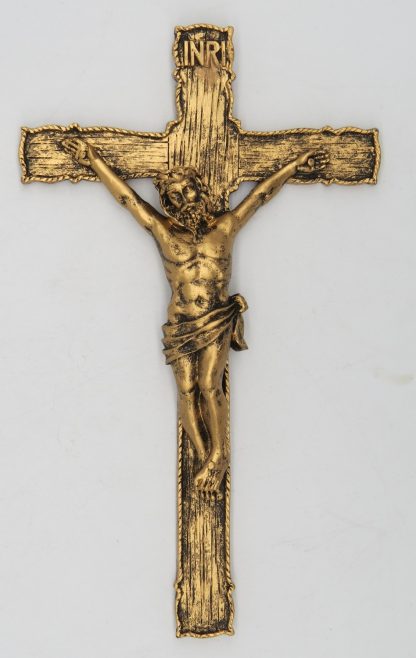 Catholic 8.5 Inch Resin Jesus Christ on INRI Cross Wall Crucifix Antique Finish Gold Silve Home Chapel Decoration Free shipment