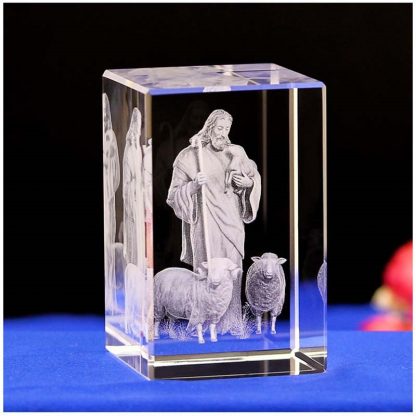 Jesus 3D Engraved Crystal Gifts Crystal Carving Table Crafts Cross Ornaments Jesus Shepherd Catholic Souvenirs of Jesus Series 2