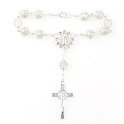 Catholic Religious Bead Cross Bracelets Rosary Centerpiece Sacred Heart of Mary Guadalupe Divine Mercy Jesus Saint Icons Jewelry 3