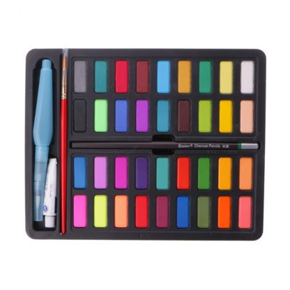 36 Colors Solid Watercolor Artist Paint Set Painting Box with Pens Paper And Bag Artist Art Supplies 2