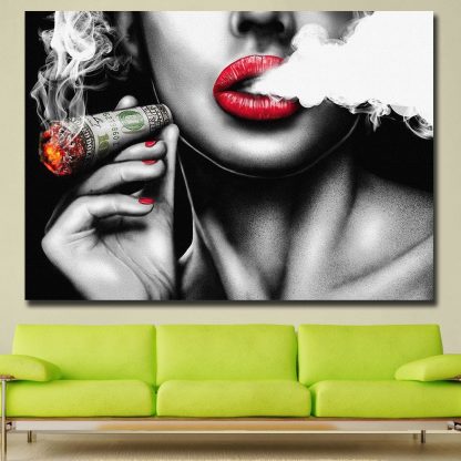 Creative Art Modern Abstract Canvas Painting Burning Money Smoking Clouds Art Prints for Study Room, Office And Home Decoration 2