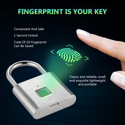 Golden security keyless smart USB rechargeable door fingerprint padlock quick unlock Zinc alloy metal self developing chip 4