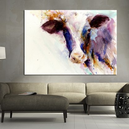 Abstract Art Watercolor Cow Animal Painting Wall Art Pictures For Living Room Canvas Painting Print Poster Decoration Pictures 1