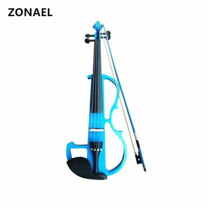 ZONAEL Full Size 4/4 Solid Wood Silent Electric Violin Fiddle Maple Body Ebony Fingerboard Pegs Chin Rest Tailpiece 1