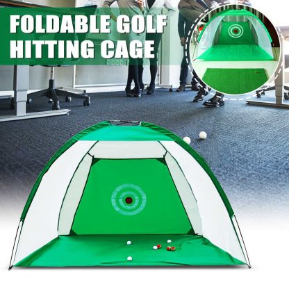 2x1.4m Foldable Golf Hitting Cage Practice Net Trainer+raining Aid Mat+Driver Iron Green Portable Durable Polyester+Oxford Cloth 1