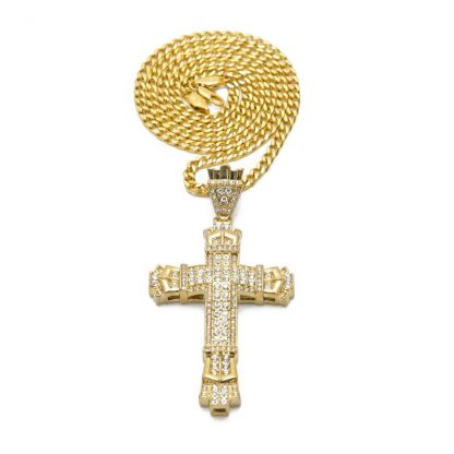 Gold Cross Necklace Pendant Diamond-encrusted Retro Cross Pendant Crucifix Cross Jesus Piece Necklace&Pendants Men/Woman Jewelry 5