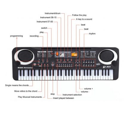HOT Sale 61 Key Digital Electronic Piano Keyboard With Microphone Musical Instrument Gift For Children EU Plug  2