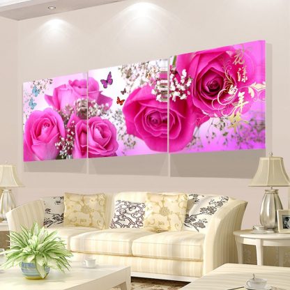3 Panels Canvas Painting modern on the wall Picture Living room and bedroom  art decorative pictures flower paintings No Frame  3