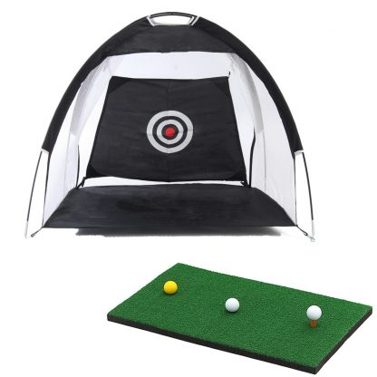 Golf Hitting Cage Practice Net Trainer Foldable 210D Encryption Oxford Cloth+Polyester Durable Sturdy Construction Black 3