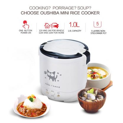 1L rice cooker Electric used in house 24v enough for two persons Mini Auto Cat Pattern For Soup Porridge Steamed Egg dropship 5