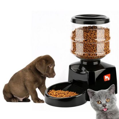 강아지 고양이 애완동물 자동 밥주는 기계 사료 자동급식기 5.5L Programmed Automatic Pet Feeder Voice Message Recording and LCD   Display Screen Large Smart Dogs Cats Food Bowl Dispenser 2