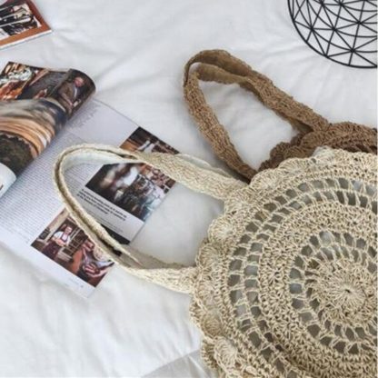 Bohemian Straw Bags for Women Circle Beach Handbags Summer Rattan Shoulder Bags Handmade Knitted Travel Big Totes Bag 2019 New 5