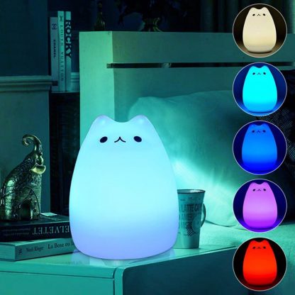 가정용 아이방 수면등 수유등Premium 7 Colors Cat LED USB Children Animal Night Light Silicone Soft Cartoon Baby Nursery Lamp Breathing LED Night Light 3