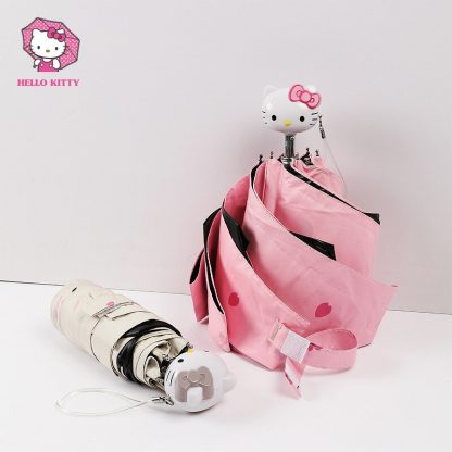 헬로키티 3단 미니우산 Hello Kitty Cartoon Lovely Girl Womens Umbrella Pocket Mini- Fold Too Parasol Portable Five Folding Regenschirm Sunshade  2