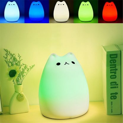 가정용 아이방 수면등 수유등Premium 7 Colors Cat LED USB Children Animal Night Light Silicone Soft Cartoon Baby Nursery Lamp Breathing LED Night Light 2