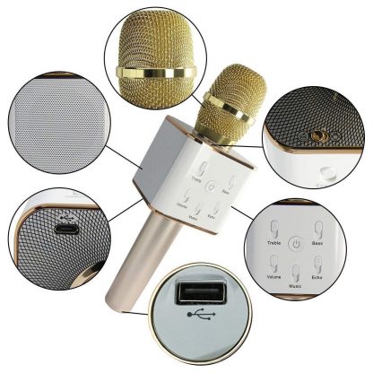 Portable Wireless Karaoke Microphone,Mini Handheld Cellphone Karaoke Player Built-in Bluetooth Speaker,Karaoke MIC Machine for 2