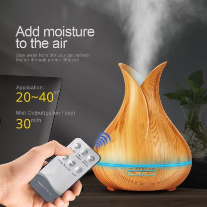 KBAYBO 400ml Aroma Essential Oil Diffuser Ultrasonic Air Humidifier with Wood Grain 7 Color Changing LED Lights for Office Home 3
