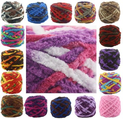 NEW 100G 1 ply Soft milk cotton polyester blended yarn Chunky chenille hand Knitting Crochet baby yarn knit hat scarf slippers  3