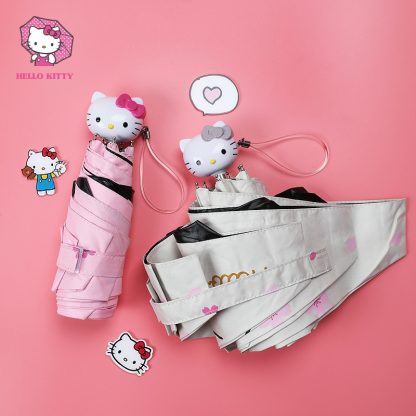 헬로키티 3단 미니우산 Hello Kitty Cartoon Lovely Girl Womens Umbrella Pocket Mini- Fold Too Parasol Portable Five Folding Regenschirm Sunshade  1