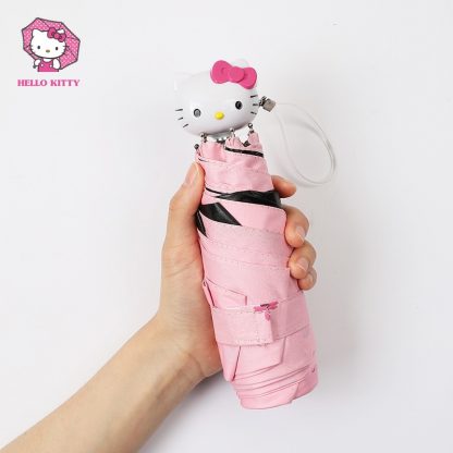 헬로키티 3단 미니우산 Hello Kitty Cartoon Lovely Girl Womens Umbrella Pocket Mini- Fold Too Parasol Portable Five Folding Regenschirm Sunshade  3