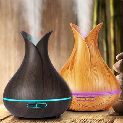 KBAYBO 400ml Aroma Essential Oil Diffuser Ultrasonic Air Humidifier with Wood Grain 7 Color Changing LED Lights for Office Home 5