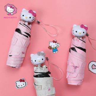 헬로키티 3단 미니우산 Hello Kitty Cartoon Lovely Girl Womens Umbrella Pocket Mini- Fold Too Parasol Portable Five Folding Regenschirm Sunshade