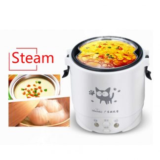 1L rice cooker Electric used in house 24v enough for two persons Mini Auto Cat Pattern For Soup Porridge Steamed Egg dropship