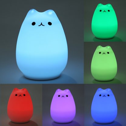 가정용 아이방 수면등 수유등Premium 7 Colors Cat LED USB Children Animal Night Light Silicone Soft Cartoon Baby Nursery Lamp Breathing LED Night Light 1
