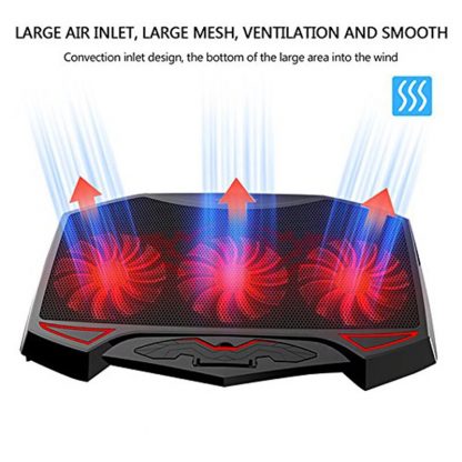 Laptop Cooler, Laptop Cooling Pad Chill Mat with 3 Quiet Fans USB Powered Adjustable Mounts Stand For Laptop PC 10''-16'' 3