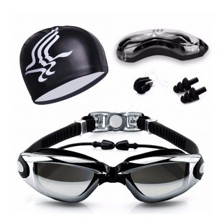 수영모 수경 세트 Swimming Goggles Women Men Swim Goggles Waterproof  Suit HD Anti-Fog 100% UV Adjustable Prescription Glasses For Pools