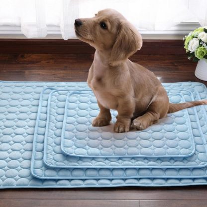 애완동물 여름 쿨 패드 매트Summer Pet Cooling Mat Ice Silk Moisture-proof Dog Mat Cooler Cool Mattress Cushion Puppy Cat Kitten Sleeping Mat Keep Cool Bed 4