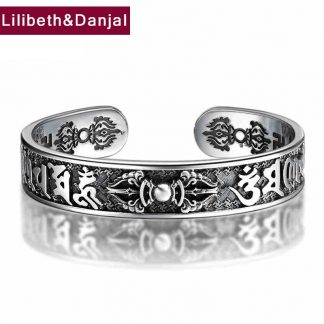 925 Sterling Thai Silver Bangle Men Jewelry Buddha Mantra Instruments Bracelet Bangle Women Gift Fine Jewelry Thailand B6
