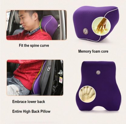 자동차 등쿠션 목쿠션 차량용 2pcs Car Auto Seat Supports Back Cushion And Headrest Neck Pillow Memory Foam Lumbar Back Support Driver Spine Pain Pillow Black 4