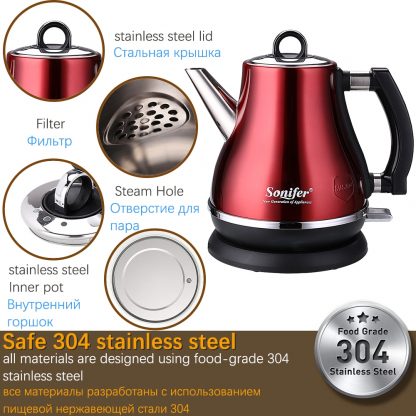 1.2L Colorful 304 Stainless Steel Electric Kettle Cordless 1500W Household Kitchen Quick Heating Electric Boiling Teapot Sonifer 2