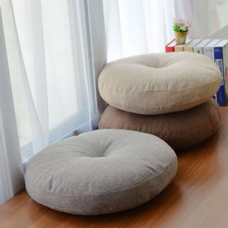 Round Shape 2 Size Cotton Linen Seat Cushion Silk Cotton Core Tatami Cushion Pillow Home Decoration Soft Car Sofa Cushion