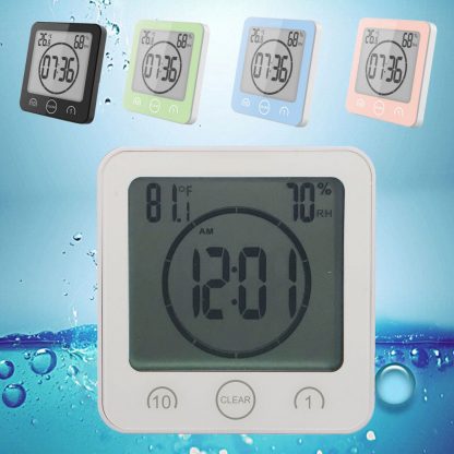 욕실 방수 전자 벽시계 Waterproof LCD Digital Wall Clock Shower Suction Wall Stand Alarm Timer Temperature Humidity Bath Weather Station for Home 2