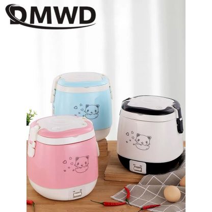 휴대용 미니 밥솥DMWD 1.5L MINI Electric Rice Cooker Portable Cooking Steamer Multifunction Food Container Soup Pot Heating Lunch Box 1-3 people 3