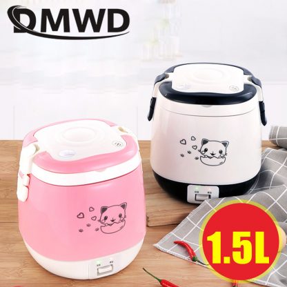 휴대용 미니 밥솥DMWD 1.5L MINI Electric Rice Cooker Portable Cooking Steamer Multifunction Food Container Soup Pot Heating Lunch Box 1-3 people