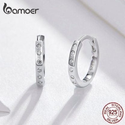 BAMOER Hoop Earrings for Women 925 Sterling Silver Minimalist Simple Circle Earing Real Silver Korean Fashion Jewelry BSE101 2
